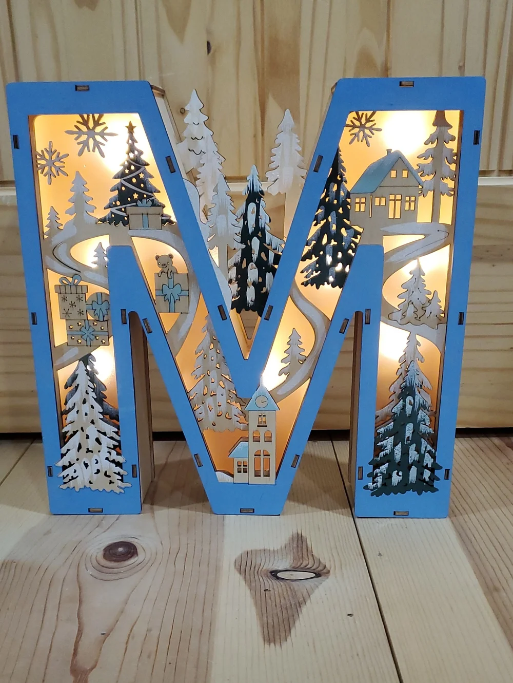 Anthropologie Wooden Light Up Letter M